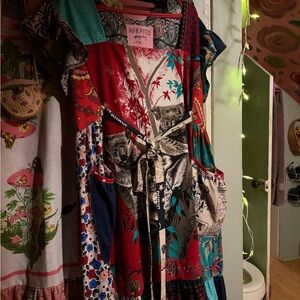 Bohemian Patchwork Dress with Tie Detail